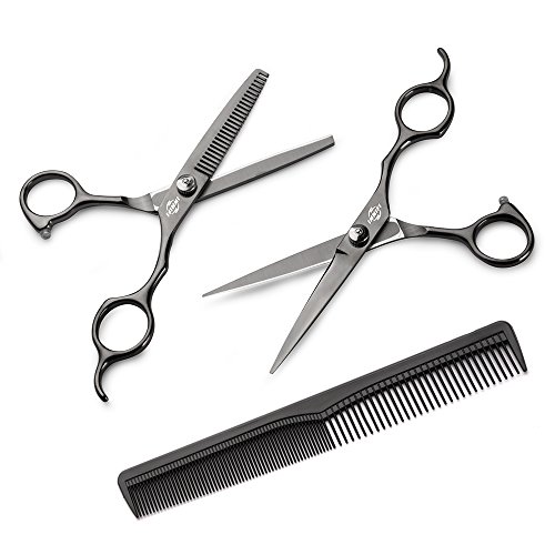 Hair Cutting Scissors Set with Hair Comb, Leather Scissors Case and