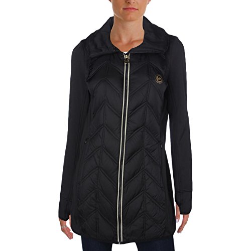 michael michael kors black mixed media coat