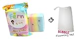 Rainbow Bar Soap + Bubble Foaming Net | Thailand-Style Mixed Color Soap that Lightens Skin & Reduces Dark Spots + Bonus Soap Net Included