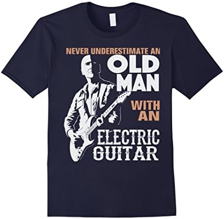 Men's Never Underestimate An Old Man With An Electric Guitar Large Navy