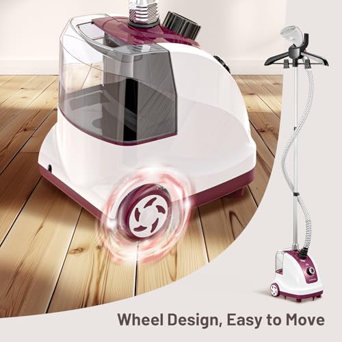 VINATO Vertical Steamer, Vertical Steam Iron with 1.35 Litre Water Tank, 11 Functions Clothes Steamer, Steam Brush for All Types of Textiles – 1950W