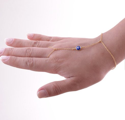 JY Jewelry Evil Eye Finger Bracelet, Hand Chain, Slave Bracelet, Ring Bracelet, Hand Bracelet, Bridesmaids Gift BL0