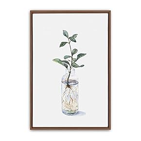 Framed Canvas Wall Art Green Leaves Canvas Prints Home Artwork Decoration for Living Room,Bedroom - 16x24 inches