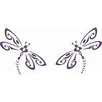 Barking Sand Designs Purple Dragonfly Mirror Image - Die Cut Vinyl Window Decal/Sticker for Car/Truck