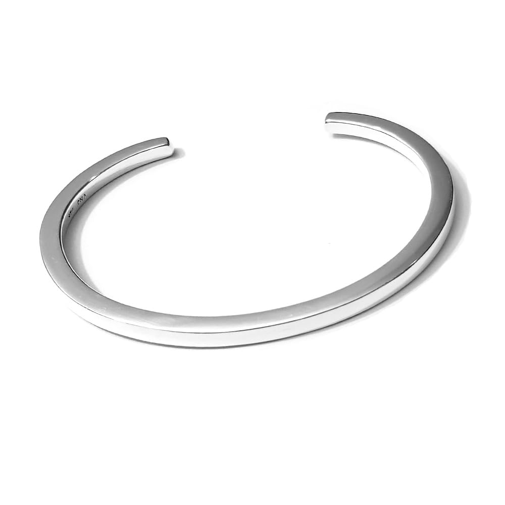 Treasure Bay Men's Solid 925 Sterling Silver Bar Bangle Bracelet, Mens Silver Cuff Bangle