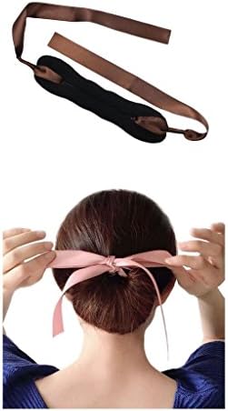 iHome Fusion Handmade Magic Roll Ring French Twist Donut Hair Bun Ribbon Maker 2PCS (Small &amp; Large) (Brown)