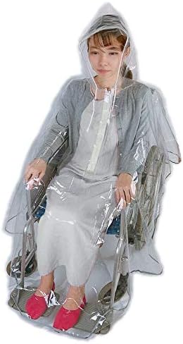 Amazon Carecoa 理学療法士監修 介護施設認定商品 車いすレインコート 車椅子レインコート 収納袋付き 透明バイザーで視界良好 車いす ポンチョ 雨具 クリア Carecoa 介助用車いす