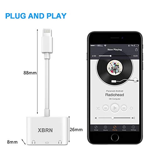 XBRN 3 in 1 Phone Headphone Adapter, 3.5 mm Headphone Jack Adapter Dual Aux Audio and Charge Splitter Cable Connector Compatible iPX/8/8 Plus/7/7 Plus - Thumbnail 4