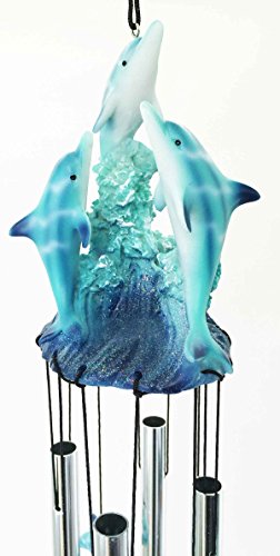 Three Dolphins Launching Above Water Resonant Relaxing Wind Chime Garden Patio