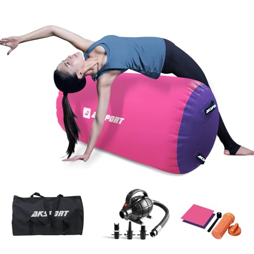 AKSPORT Air Matte Rolle Aufblasbare Air Roller Gymnastik Air Rolle Turnen mit elektrischer Luftpumpe für den Heimgebrauch/Yoga/Cheerleading/Tumbling/B