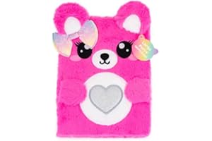 VOTUM Fuzzy Sketch Book: Personalized Artist Sketchbook: Sketching, Drawing and Creative Doodling. Notebook and Sketchbook to Draw and Journal (Bright Pink Bear)