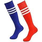 Fasoar Unisex Knee High Stripe Football Sports Tube Socks 2 Pack,6 Pack,10 Pack