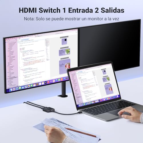 Switch HDMI 2.0 4K 60Hz 2 Entradas 1 Salida Comutador Bidireccional 1 In 2 out 2K 1080P 120Hz HDR CEC Dolby Atmos Compatible con PC PS5 PS4 Xbox TV Stick Chromecast TV Box (Negro)