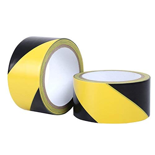 TopSoon Strong Adhesive Black and Yellow Hazard Warning Safety Stripe Tape 2-Inch by 18-Yard Roll Floor Tape Striped Caution Tape - Thumbnail 2