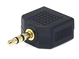 Monoprice 107204 3.5mm Stereo Plug to 2 x 3.5mm Stereo Jack Splitter Adaptor, Gold Plated (3 Pack)