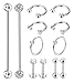 Masedy 12Pcs Stainless Steel Industrial Barbell Cartilage Piercing Earrings for Women Men Hoop Helix Tragus Labret Piercing