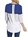 INWECH Women's Comfy Round Neck Triple Color Block Stripe T-Shirt 3/4 Sleeve Casual Blouse Tops Tunic