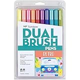 Tombow 56217 Dual Brush Pen Art Markers, Retro, 10-Pack. Blendable, Brush and Fine Tip Markers