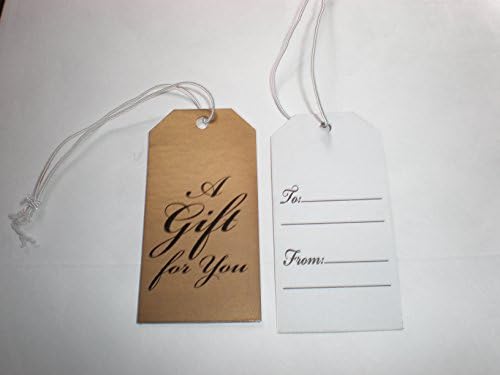 25 Metallic Gift Tags with Elastic String (Vertical, Gold)
