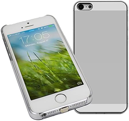 [1A Upgrade] OSSU iPhone 5 5S SE Qi Wireless Charging Receiver Phone Case Charger Back Cover with Flexible Lightning Connector (Silver)
