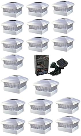 18 Pack 5x5 Outdoor Garden Solar LED (Bright White) Post Cap Fence Pathway Landscape Square Lights + Bonus 1-50 LED Solar Powered Decoration Christmas String Light Bundle