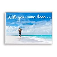Framed Canvas Wall Art Bikini Beauty and Sea Canvas Prints Home Artwork Decoration for Living Room,Bedroom - 16x24 inches