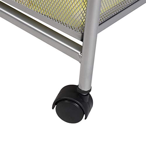 100% Metal Mesh 5 Drawer Rolling Cart Storage Organizer File Basket Cart Office&Home Cabinet-Silver