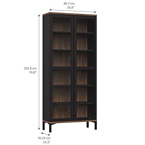 Tvilum 9217686dj Aberdeen 2 Door China Cabinet, Black/Walnut