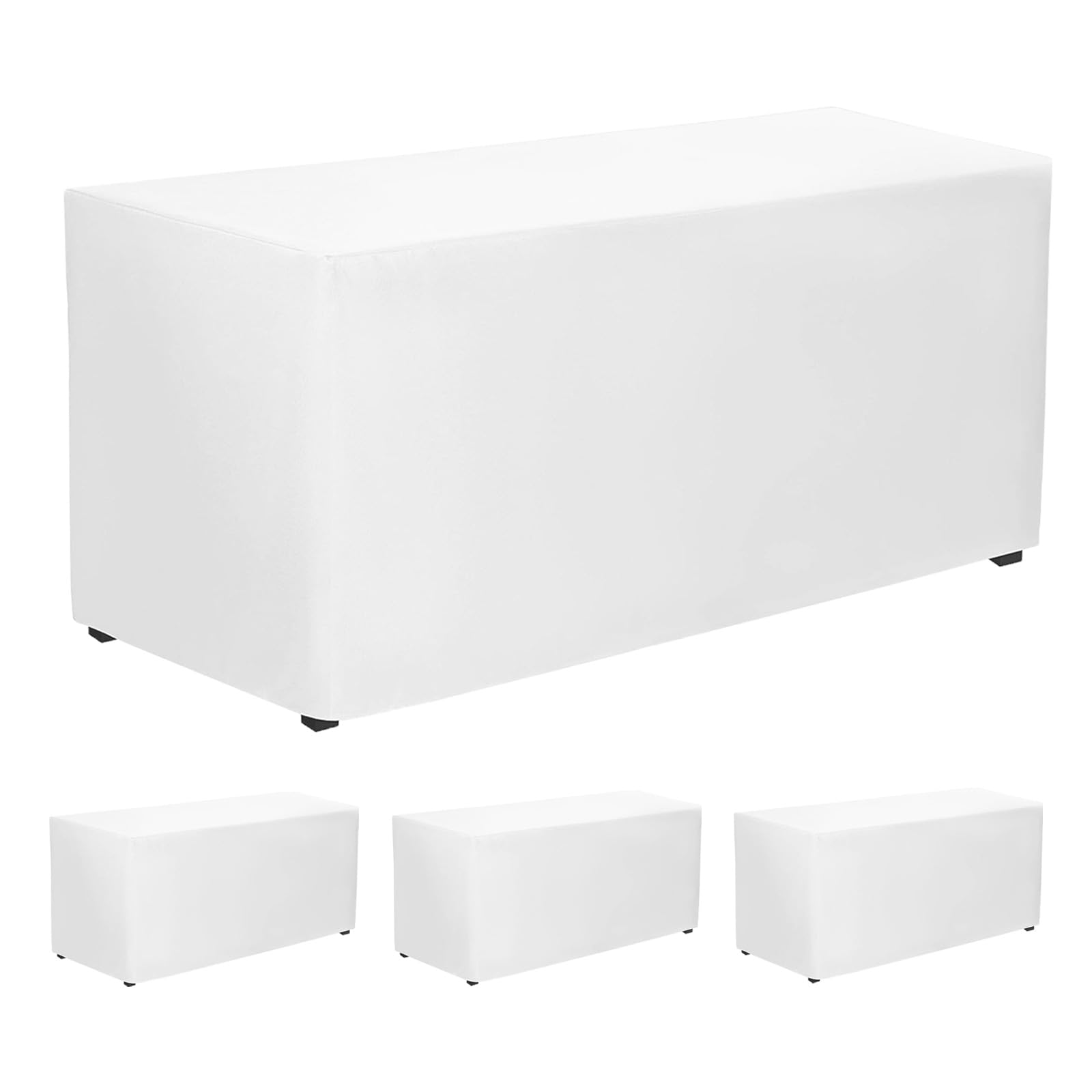 Photo 1 of PLOYMONO White Fitted Tablecloth, 4 Pack Table Clothes for 4 FT Rectangle Table, (48x24 Inch) Polyester Fabric Cover for Trade Craft Show, Buffet, Banquet, Wedding