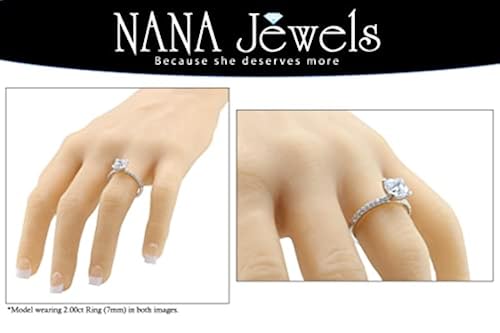 NANA Sterling Silver & Zirconia Wedding Band - Rhodium Plated, 2mm Wide With 17 Stones, Size 8 - View #4