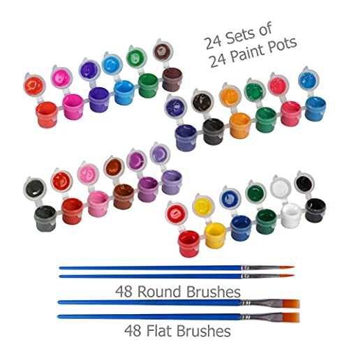 Bulk Acrylic Paint Sets for Kids, 24 Individual Sets of 24 Colored