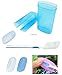 [2 Pack], JE Basic Set: Blue Plastic Toothbrush/Toothpaste Storage Tube Case and Toothbrush Silicon Cover for Travelers