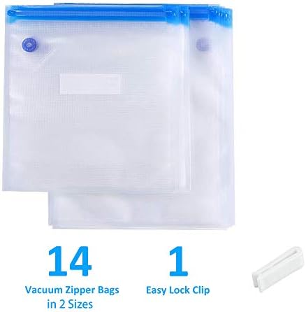 Replacement Vacuum Seal Bags Set - 14 Pack 3 Quart & 5 Quart Reusable Vacuum Zipper Bags for Sous Vide Cooking and Food Storage & Preservation (26x28(cm),26X34(cm))