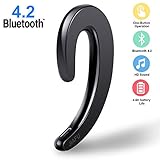 Ear Hook Wireless Bluetooth Headset - JIAFU Upgraded Version Car Wireless Earphones with A Microphone,Single Ear Headset Painless Wearing Sport Earphones for Smartphones,6 Hour Playtime (Piano Black)