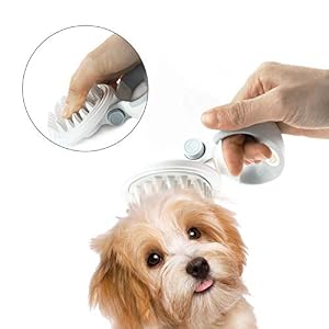 Image of AECCN Pet Bath & Massage Adjustable Brush - Shampoo Brushes for Dog & Cat with Short or Long Hair - Soft Rubber Bristles Gently Removes Loose & Shed Fur from Your Pet's Coat