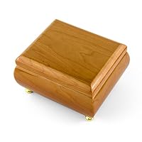 18 Note Natural Light Wood Tone Glossy Musical Jewelry Box - Over 400 Song Choices - Singing in The Rain