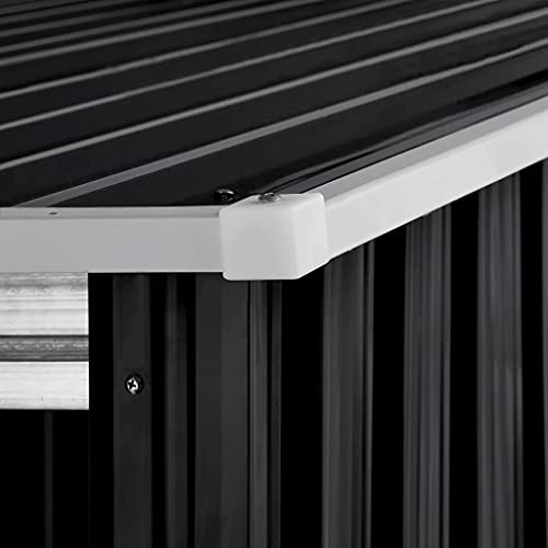 vidaXL Gerätehaus mit Vordach Geräteschuppen Gartenschuppen Werkzeugschuppen Gartenhaus Schuppen Anthrazit 346×236×181… – Bild 4