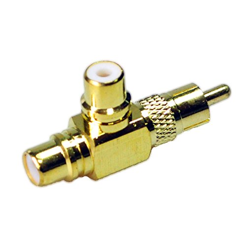 RCA Splitter, Conwork (Premium) RCA Male to 2 RCA Female Right Angle Plug Splitter Adapters M/F Gold-Plated Metal Connector