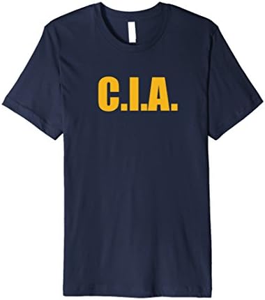 Mens CIA Agent Funny Halloween Costume Navy Gold Tee Shirt Medium Navy