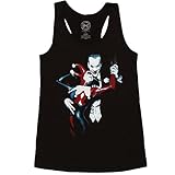 Harley Quinn and Joker Juniors Racerback Tank Top - Black (Large)