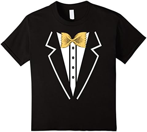 Kids Funny Bow Tie Pasta Tuxedo T-shirt for Italian Wedding Groom 12 Black