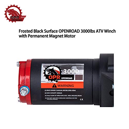 OPENROAD 3000Lbs 12 Volts Electric Winch, Winch for ATV/UTV/Boat, 3000Lbs /1360Kg Electric Winch Kit, with 12m/39ft Winch Cable, Towing Off-Road Electric Winch Recovery kit (3000Lbs Black) - Image 3