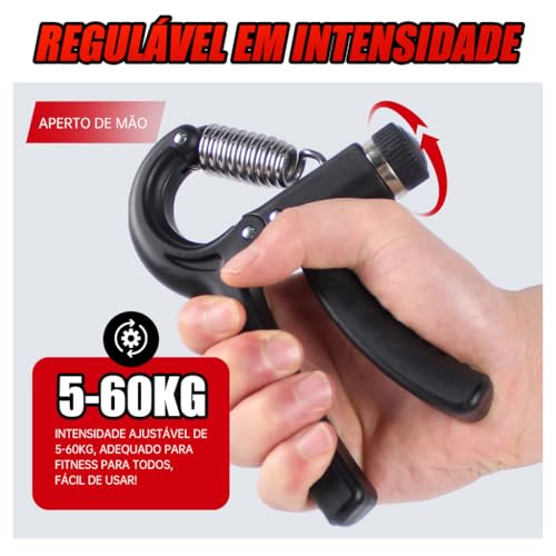 Hand Grip Kit de 5 em 1 Fortalecimento de Mãos Ajustável 5 a 60 kg, Ideal para Reabilitação e Fisioterapia para Artrite, Tendinite e Treino Esportivo