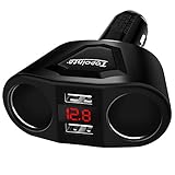 USB Car Charger, Topoint 120W Multiple Ports Car Charger 12V/24V Dual USB Ports 3.1A with 2 Socket Cigarette Lighter Splitter Car Power Adapter for Smart Phones/GPS Devices