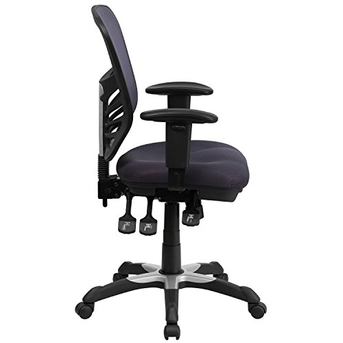 Flash Furniture Mid-Back Dark Gray Mesh Multifunction Executive Swivel Chair with Adjustable Arms