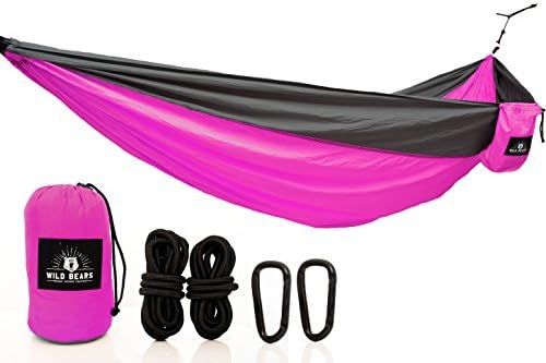 Wild Bears #1 Double Camping Hammock ON SALE | Best Quality Hammocks for 2 Person Lightweight, Portable, Parachute Nylon for Outdoors, Backpacking, Travel, Beach, Hiking, Yard, Garden | 118 x 78 in