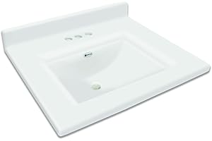 Transolid Camila2231-0 Camila Cultured Marble 4-in Centerset Single-Bowl Vanity Top, 31" x 22", Solid White