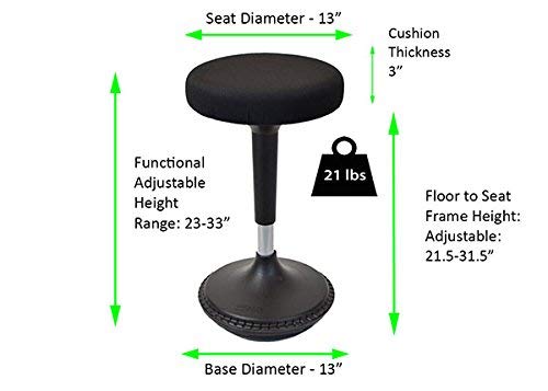 Sgabello Ergonomico Wobble DESKSPACE - Regolabile, Per Ufficio E Officina, Anti Mal Di Schiena - Foto 12