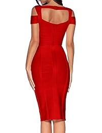 houstil Mujer Rayón cuello en V fiesta Bodycon Clubwear Vendaje Vestido