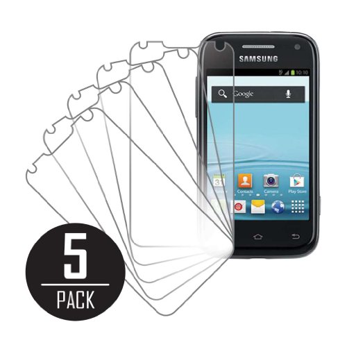 MPERO Collection 5 Pack of Clear Screen Protectors for Samsung Galaxy Rush M830